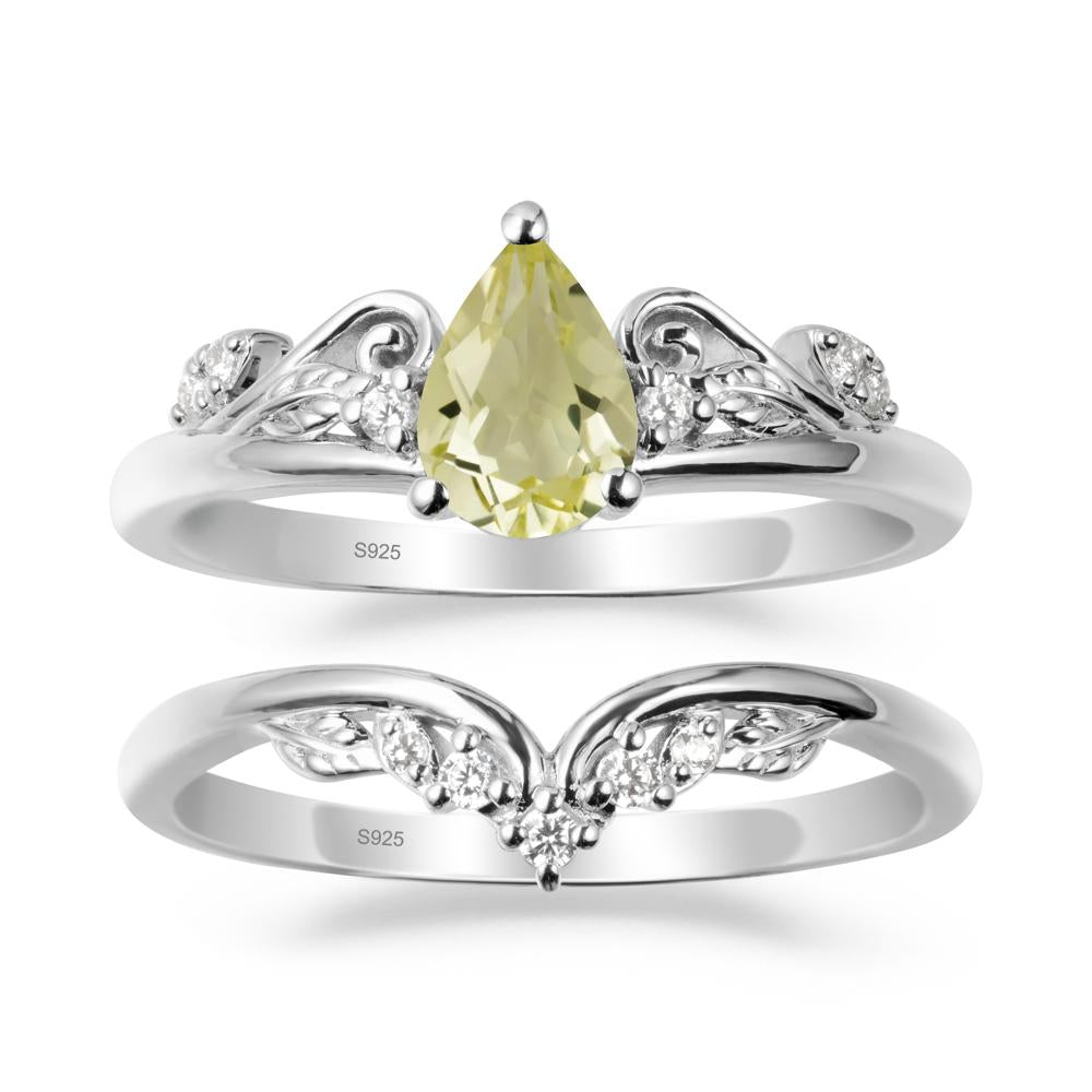 Teardrop Lemon Quartz Promise Ring Set - LUO Jewelry #metal_xxxxx