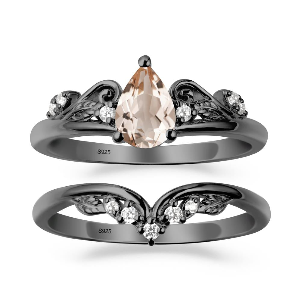 Vintage Vine Morganite Bridal Set - LUO Jewelry #metal_xxxxx