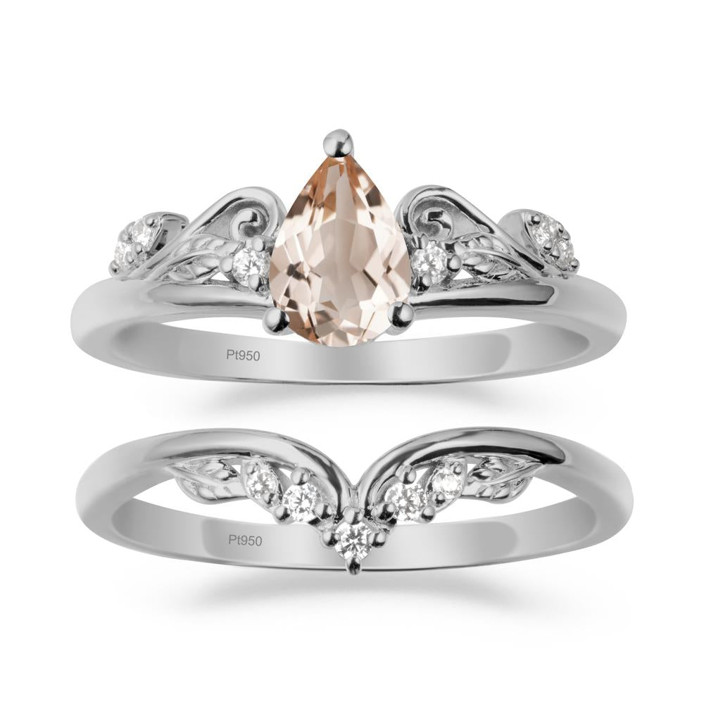 Vintage Vine Morganite Bridal Set - LUO Jewelry #metal_xxxxx