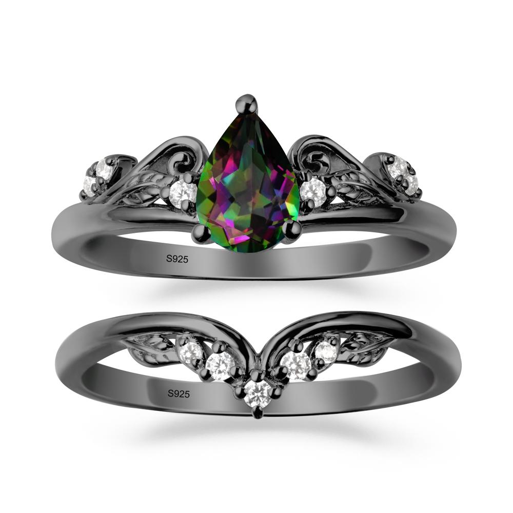 Teardrop Mystic Topaz Promise Ring Set - LUO Jewelry #metal_xxxxx
