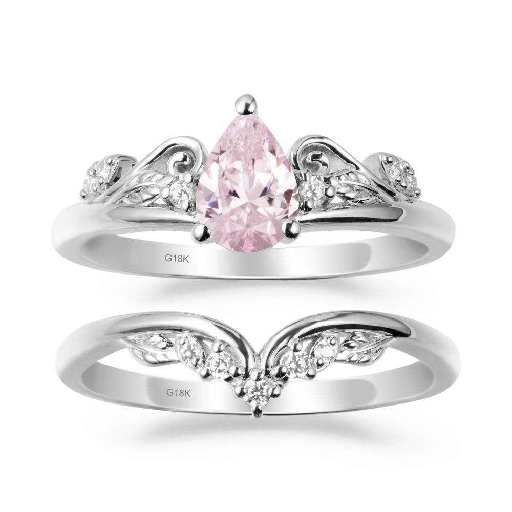 Vintage Vine Pink Cubic Zirconia Bridal Set - LUO Jewelry #metal_xxxxx