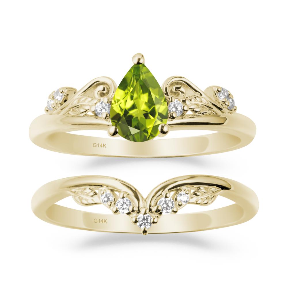 Teardrop Peridot Promise Ring Set - LUO Jewelry #metal_xxxxx