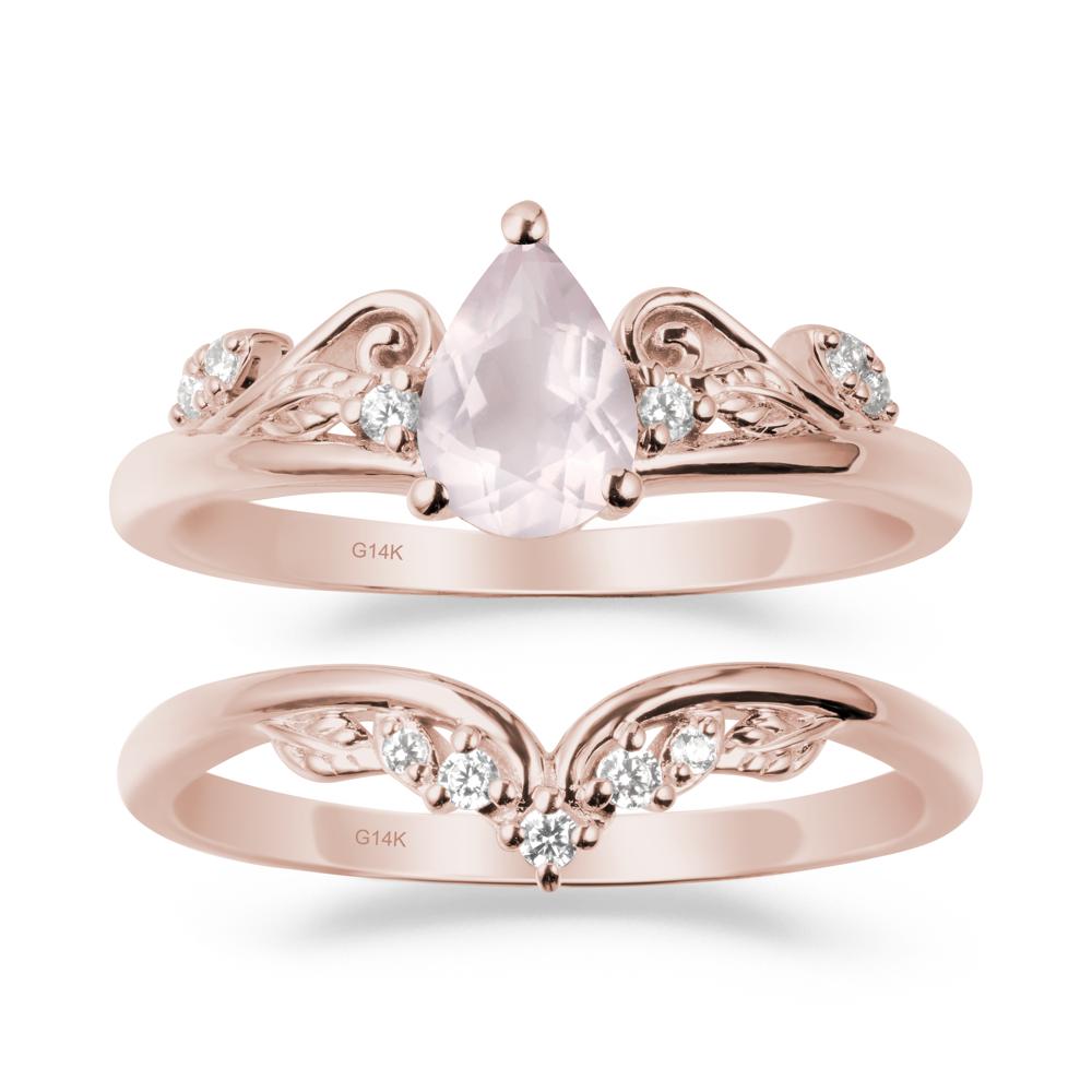 Vintage Vine Rose Quartz Bridal Set - LUO Jewelry #metal_xxxxx