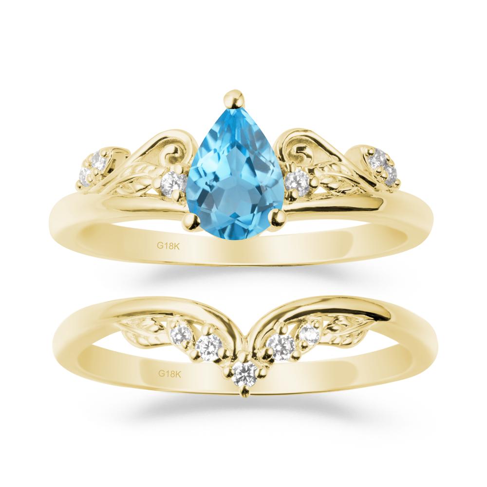 Vintage Vine Swiss Blue Topaz Bridal Set - LUO Jewelry #metal_xxxxx