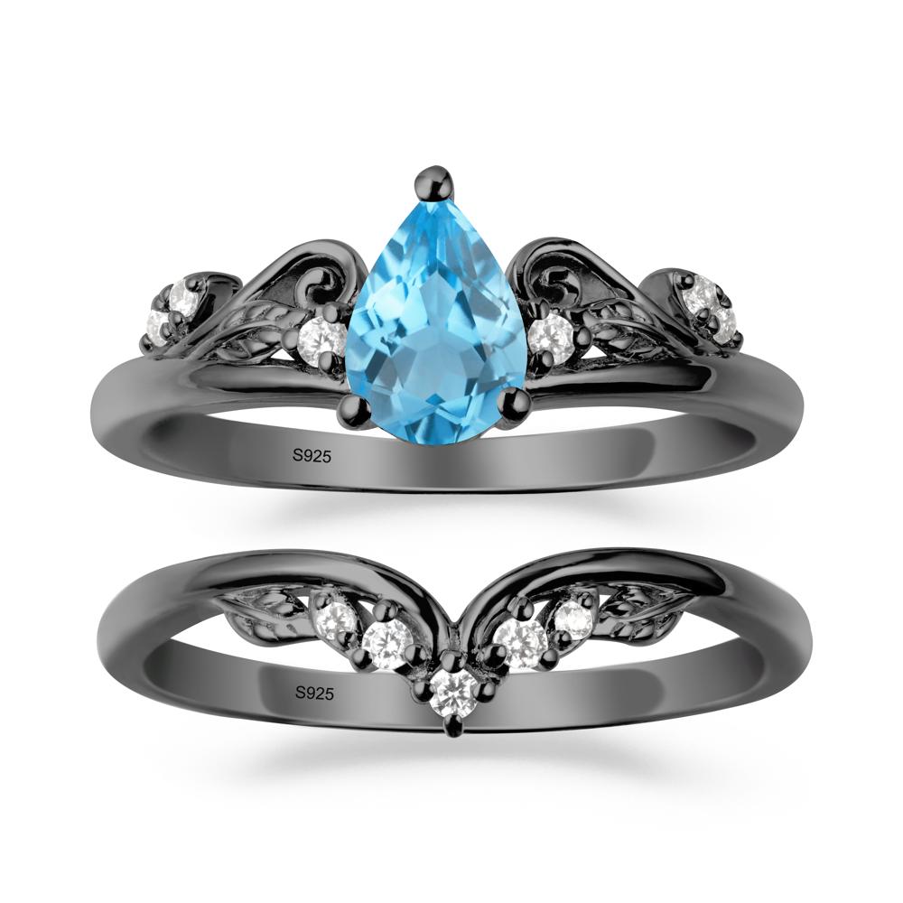 Vintage Vine Swiss Blue Topaz Bridal Set - LUO Jewelry #metal_xxxxx