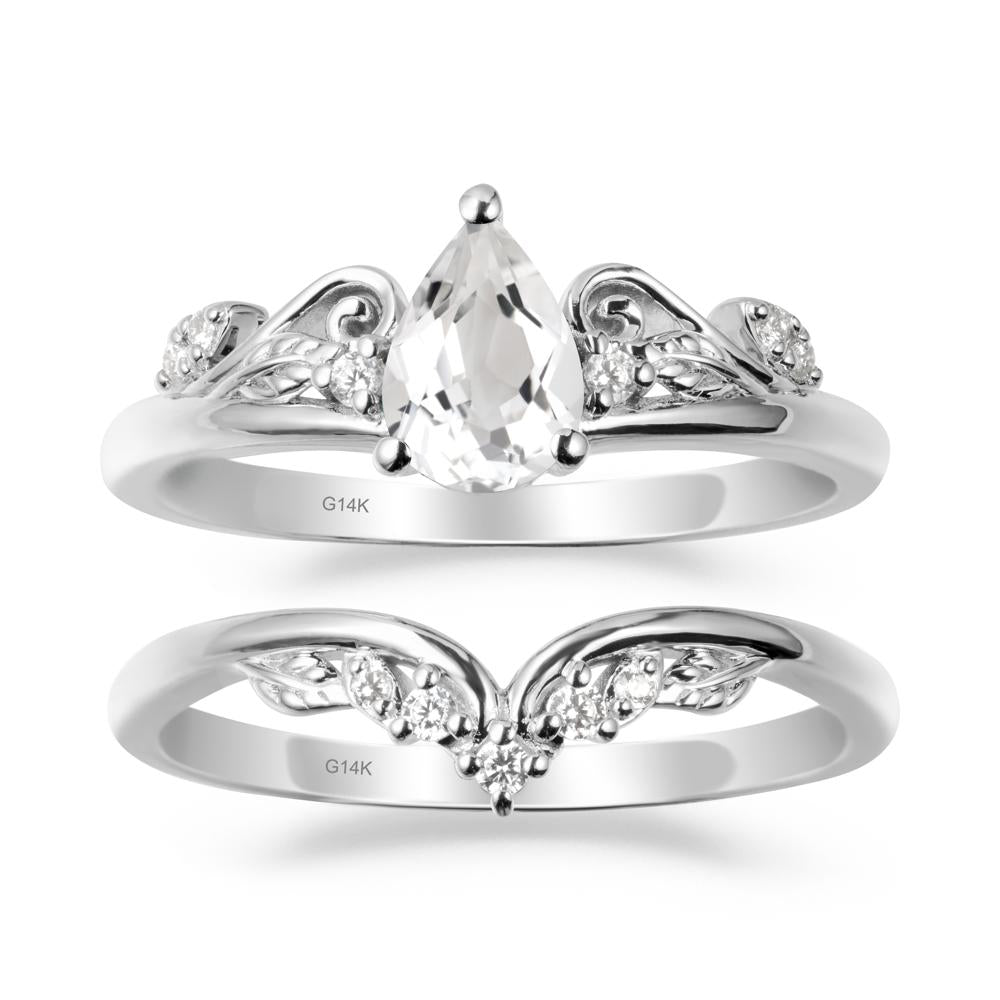 Teardrop White Topaz Promise Ring Set - LUO Jewelry #metal_xxxxx