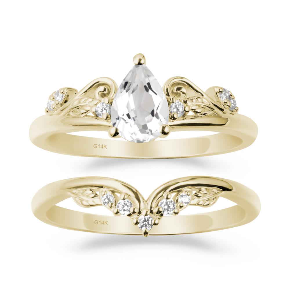 Teardrop White Topaz Promise Ring Set - LUO Jewelry #metal_xxxxx