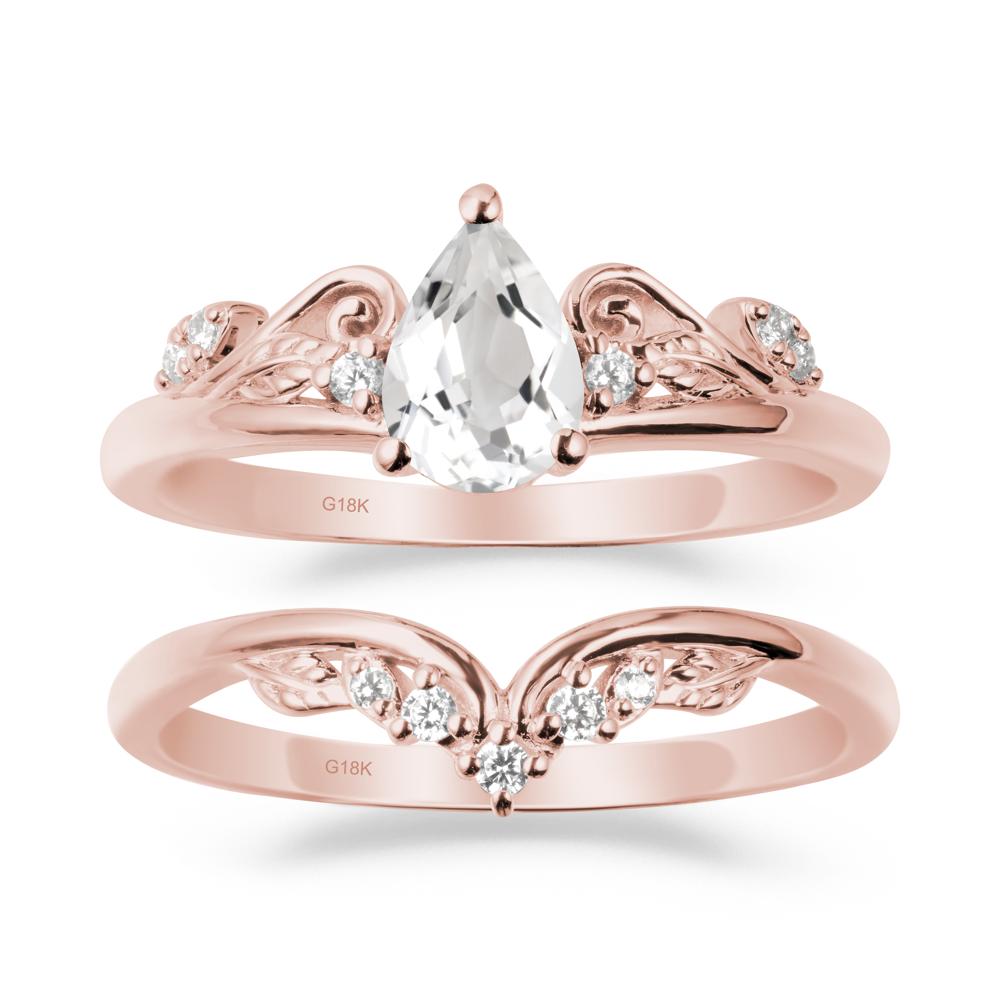 Teardrop White Topaz Promise Ring Set - LUO Jewelry #metal_xxxxx