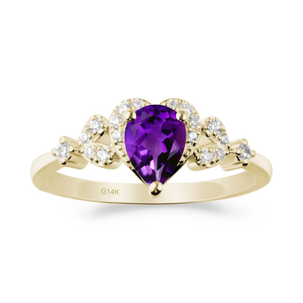 Pear Shaped Amethyst Heart Ring - LUO Jewelry #metal_14k yellow gold