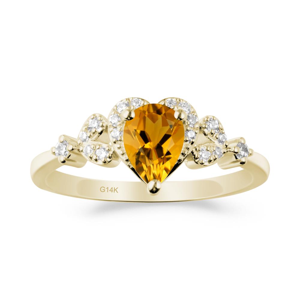Pear Shaped Citrine Heart Ring - LUO Jewelry #metal_14k yellow gold