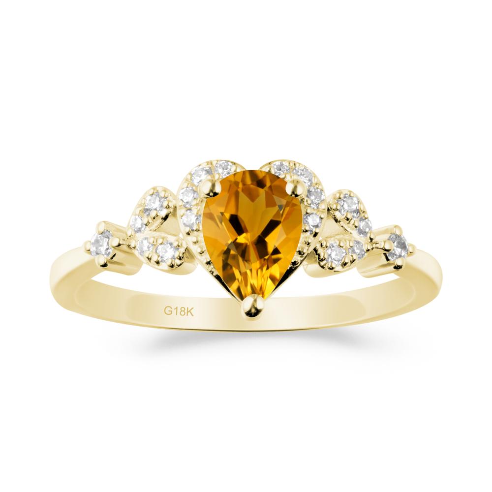 Pear Shaped Citrine Heart Ring - LUO Jewelry #metal_18k yellow gold