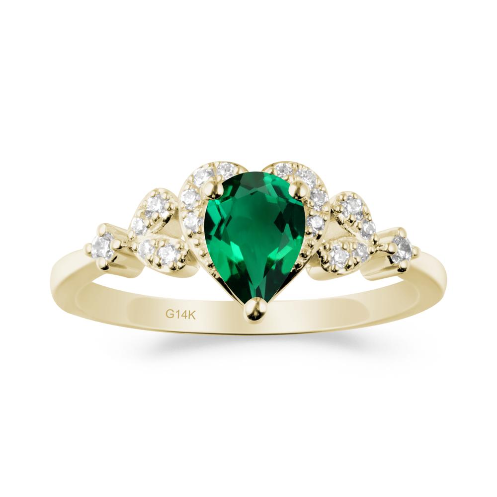 Emerald Heart Ring with Leaf Accents - LUO Jewelry #metal_14k yellow gold