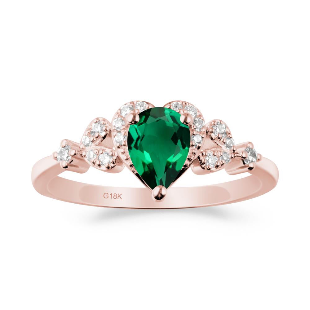 Emerald Heart Ring with Leaf Accents - LUO Jewelry #metal_18k rose gold