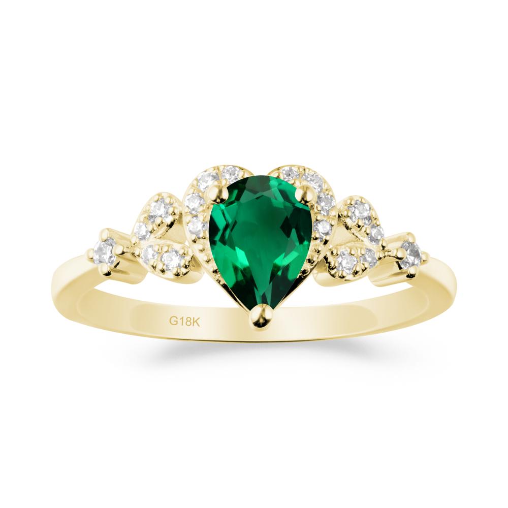 Emerald Heart Ring with Leaf Accents - LUO Jewelry #metal_18k yellow gold