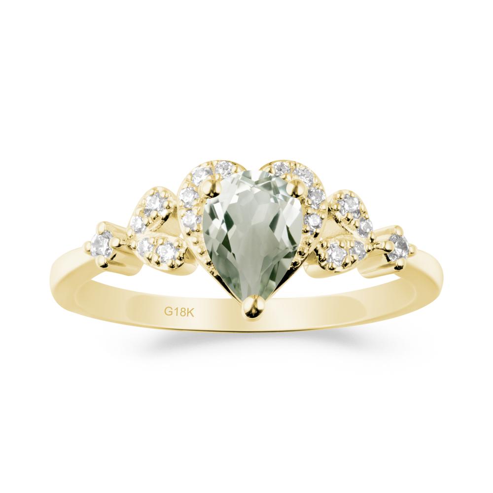 Pear Shaped Green Amethyst Heart Ring - LUO Jewelry #metal_18k yellow gold