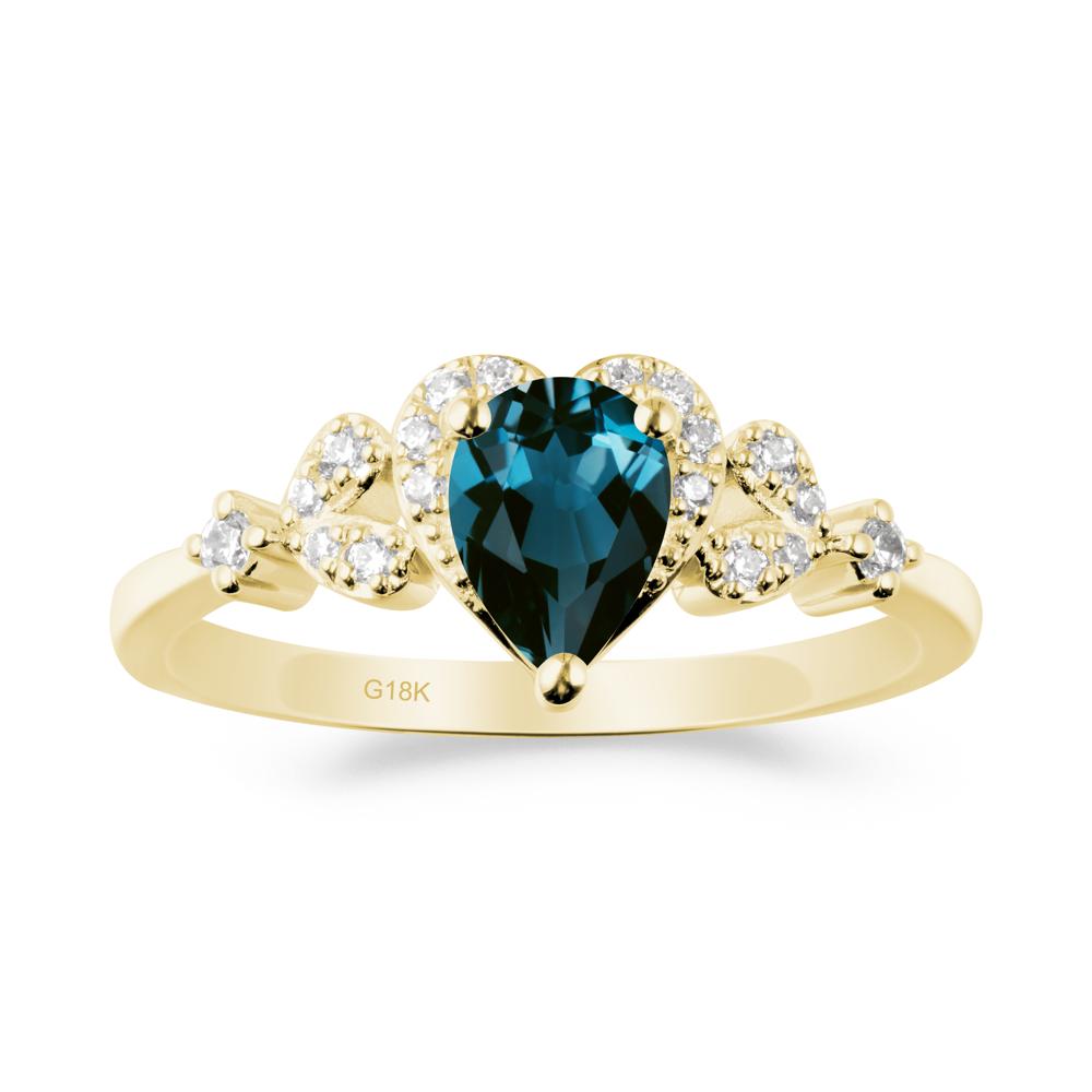 Pear Shaped London Blue Topaz Statement Ring - LUO Jewelry #metal_18k yellow gold