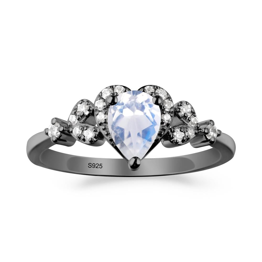 Pear Shaped Moonstone Statement Ring - LUO Jewelry #metal_black finish sterling silver