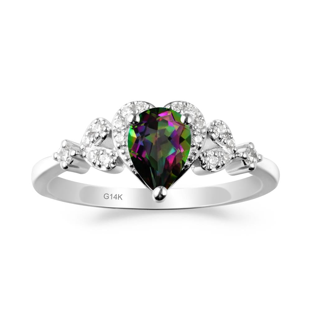 Pear Shaped Mystic Topaz Heart Ring - LUO Jewelry #metal_14k white gold