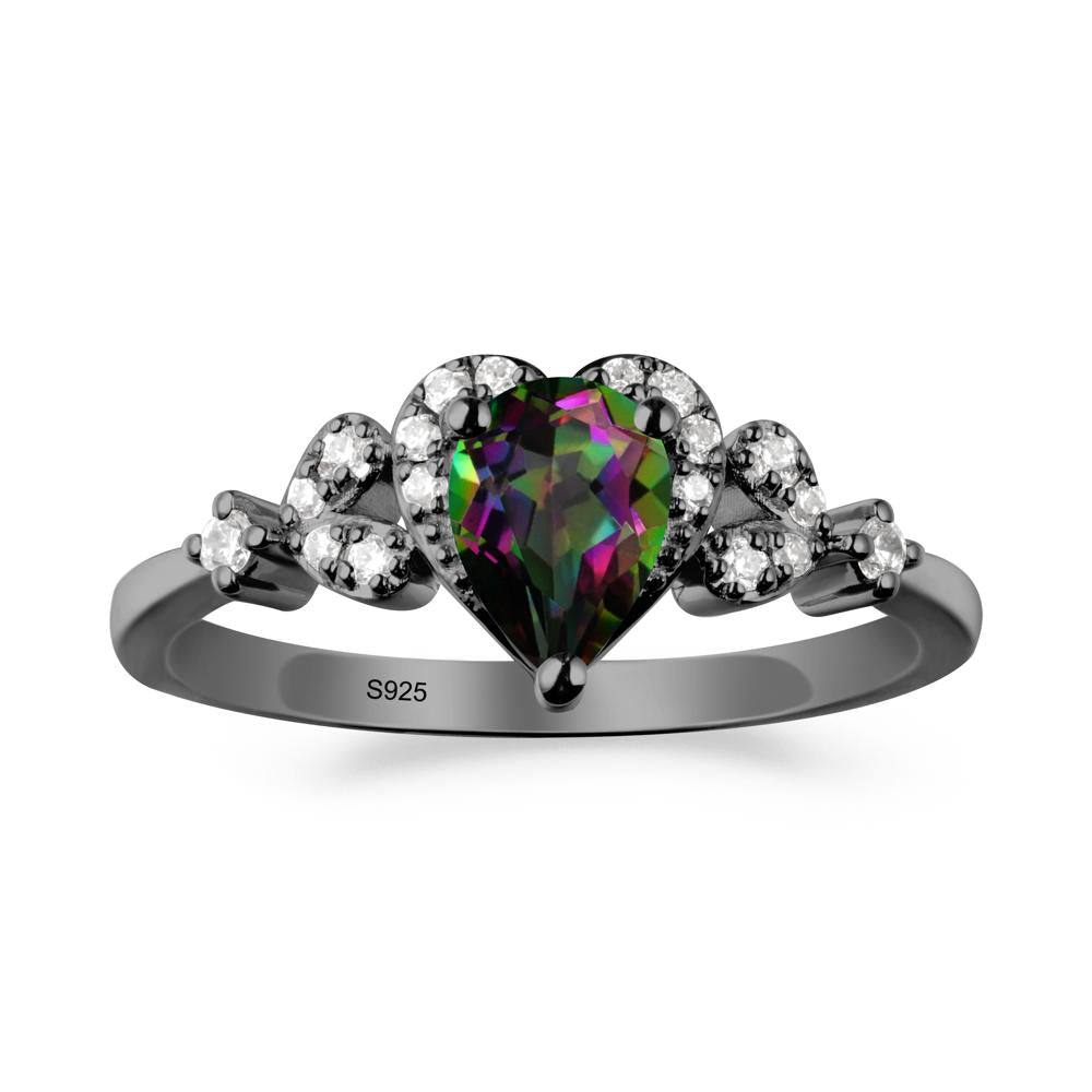 Pear Shaped Mystic Topaz Heart Ring - LUO Jewelry #metal_black finish sterling silver