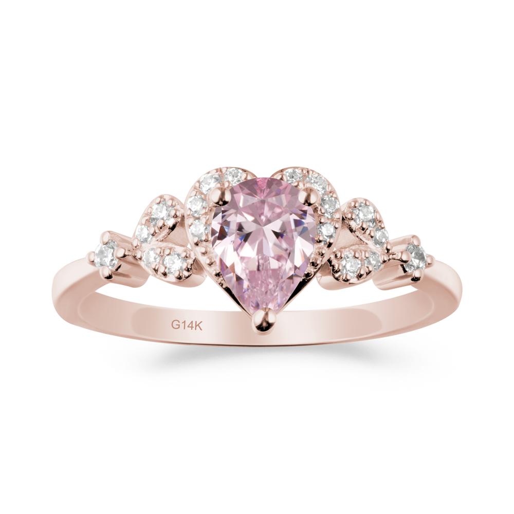 Pear Shaped Pink Cubic Zirconia Heart Ring - LUO Jewelry #metal_14k rose gold