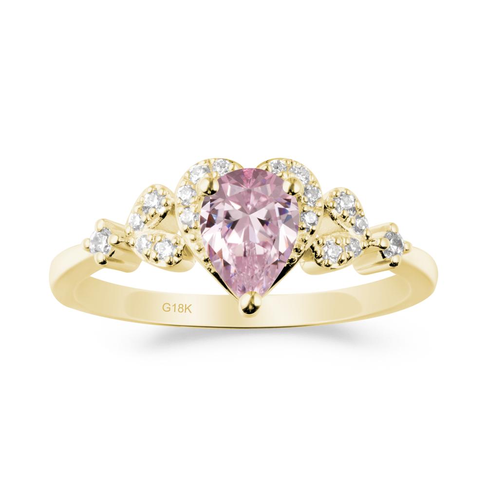 Pear Shaped Pink Cubic Zirconia Heart Ring - LUO Jewelry #metal_18k yellow gold