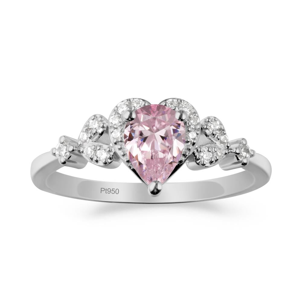 Pear Shaped Pink Cubic Zirconia Heart Ring - LUO Jewelry #metal_platinum