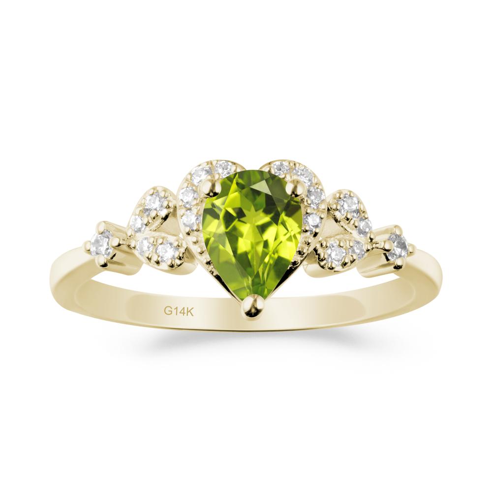 Pear Shaped Peridot Statement Ring - LUO Jewelry #metal_14k yellow gold