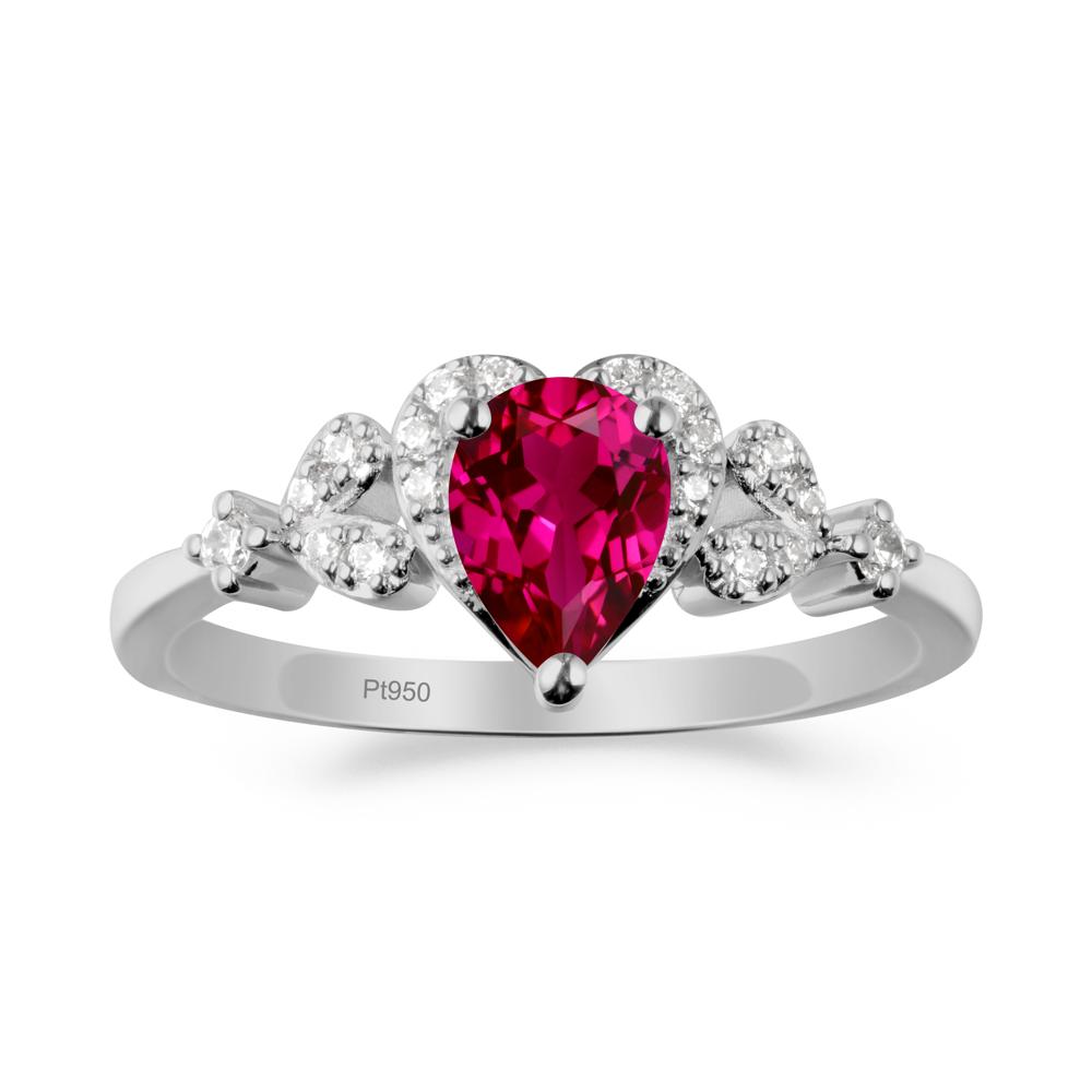 Pear Shaped Ruby Statement Ring - LUO Jewelry #metal_platinum
