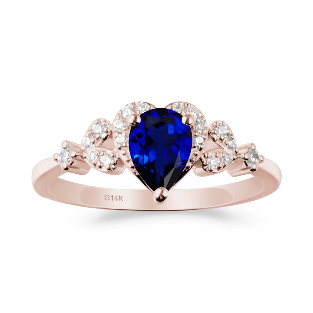 Pear Shaped Sapphire Heart Ring - LUO Jewelry #metal_14k rose gold