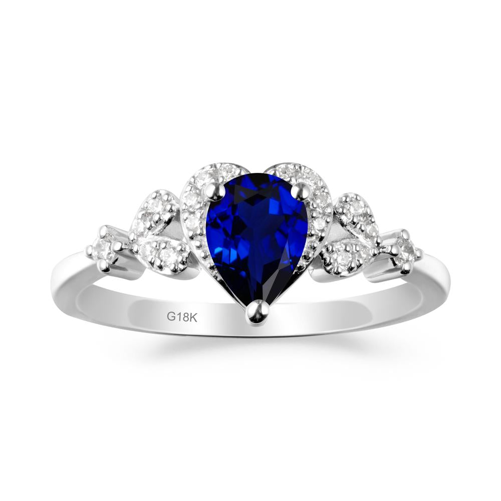 Pear Shaped Sapphire Heart Ring - LUO Jewelry #metal_18k white gold