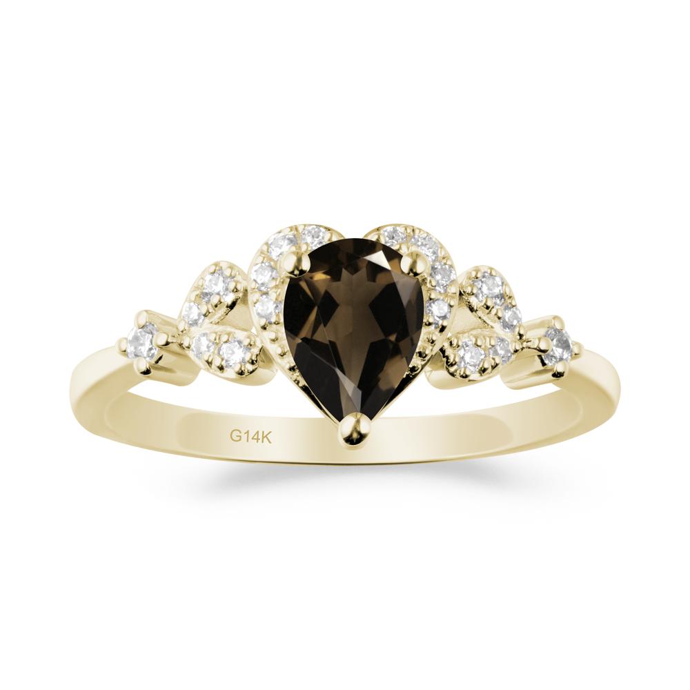 Pear Shaped Smoky Quartz Heart Ring - LUO Jewelry #metal_14k yellow gold