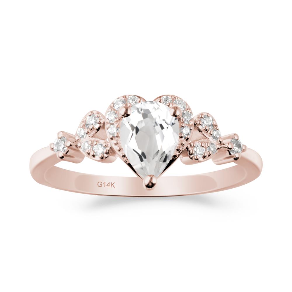 Pear Shaped White Topaz Statement Ring - LUO Jewelry #metal_14k rose gold