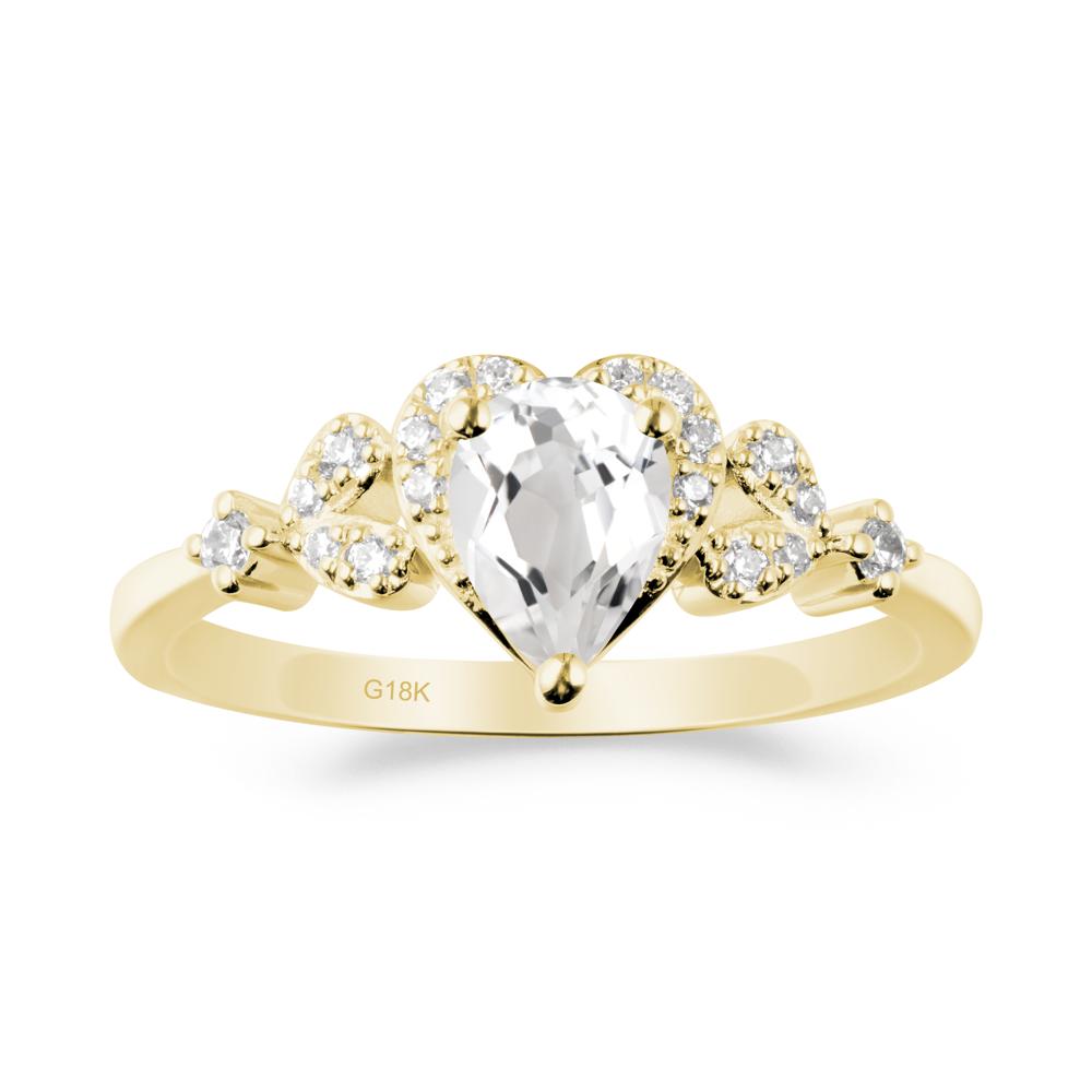 Pear Shaped White Topaz Statement Ring - LUO Jewelry #metal_18k yellow gold