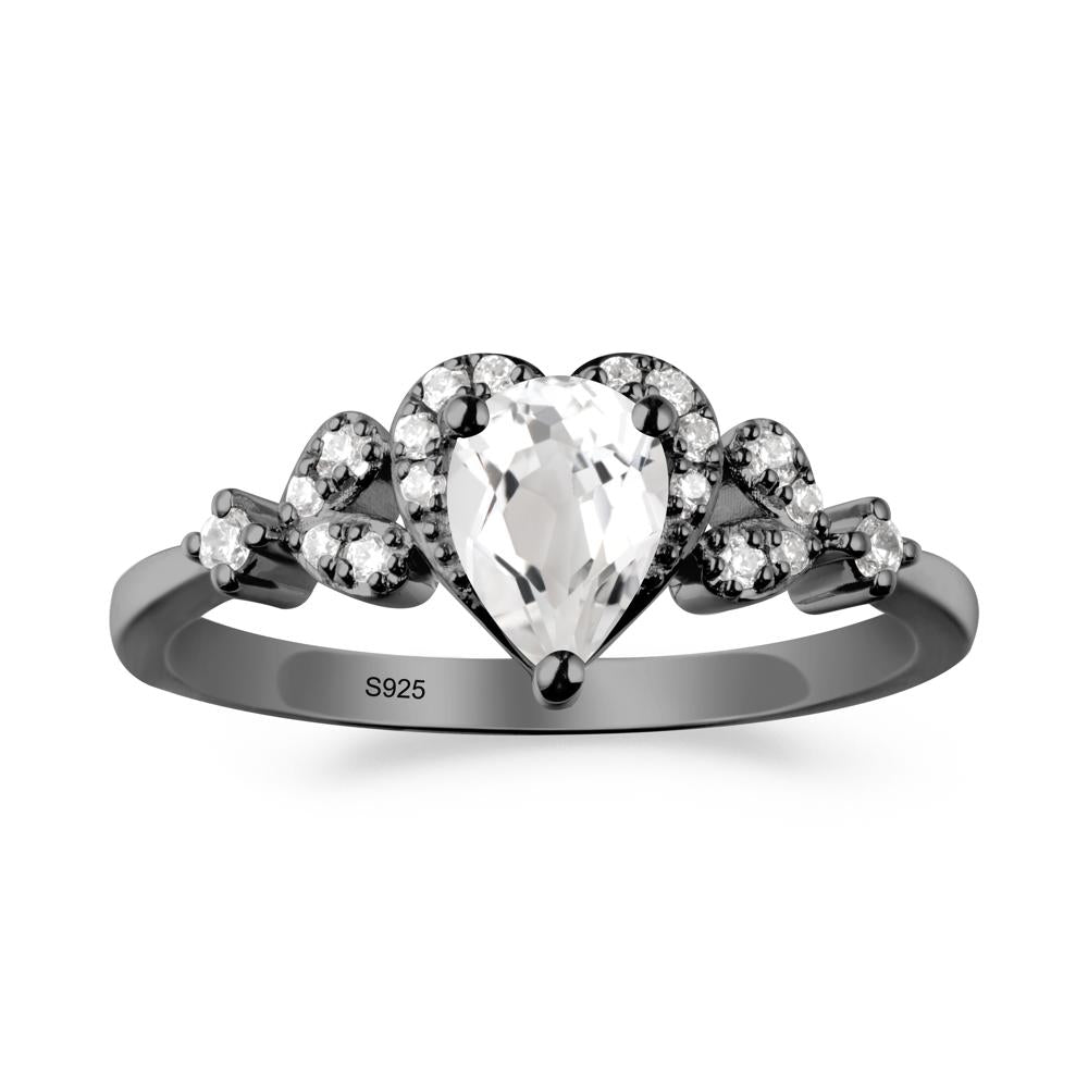 Pear Shaped White Topaz Statement Ring - LUO Jewelry #metal_black finish sterling silver