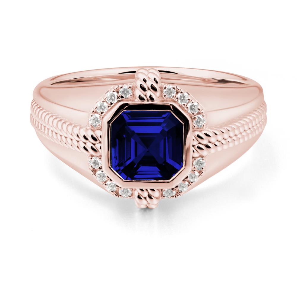 Men Sapphire Ring with Wide Band - LUO Jewelry #metal_18k rose gold