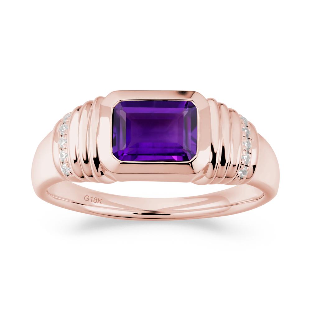 Emerald Cut Amethyst Bezel Ring for Men - LUO Jewelry #metal_18k rose gold