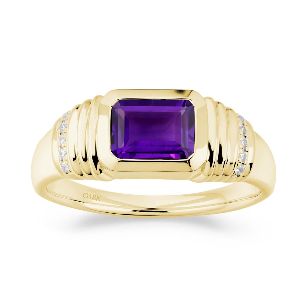 Emerald Cut Amethyst Bezel Ring for Men - LUO Jewelry #metal_18k yellow gold