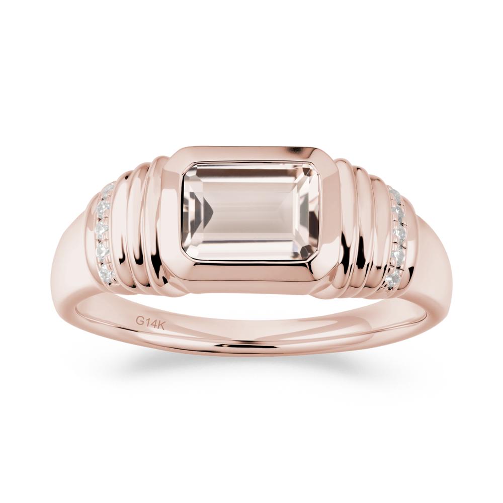 Emerald Cut Morganite Bezel Ring for Men - LUO Jewelry #metal_14k rose gold