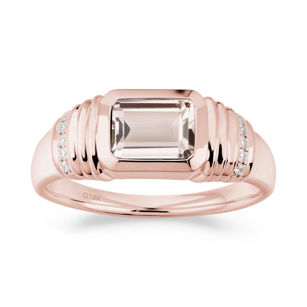 Emerald Cut Morganite Bezel Ring for Men - LUO Jewelry #metal_18k rose gold