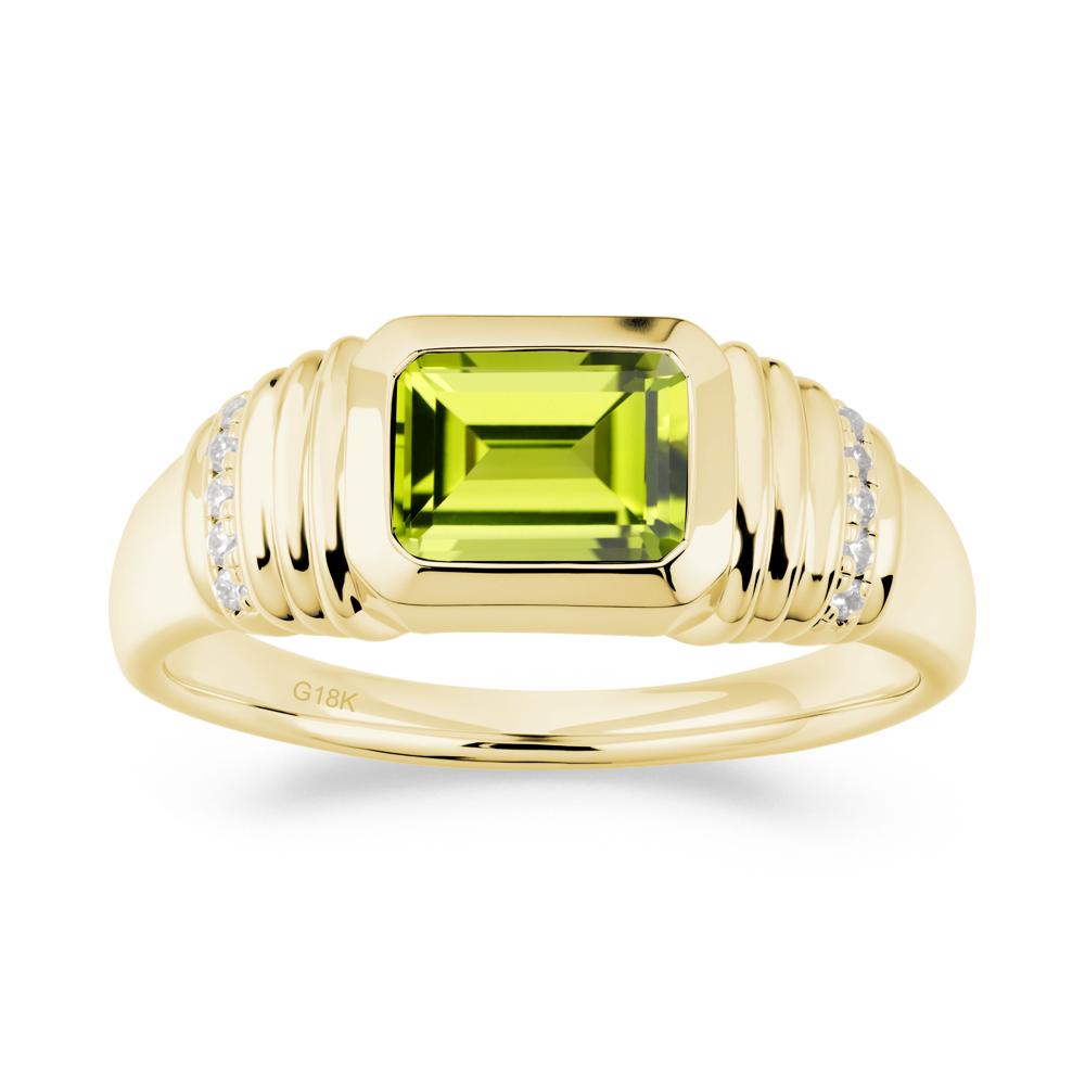 Emerald Cut Peridot Bezel Ring for Men - LUO Jewelry #metal_18k yellow gold