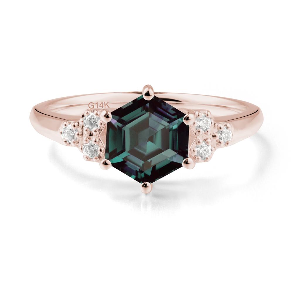 Hexagon Alexandrite Statement Ring - LUO Jewelry #metal_14k rose gold