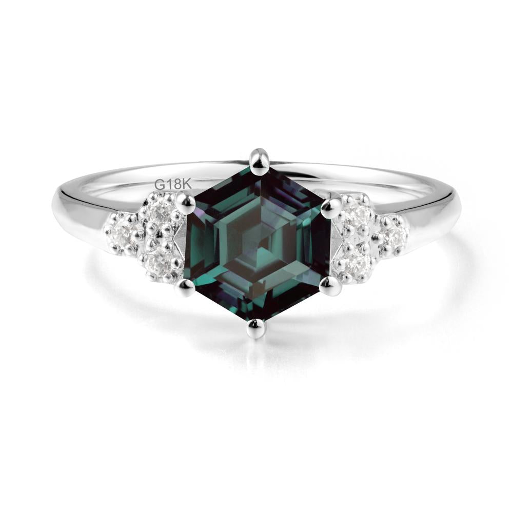 Hexagon Alexandrite Statement Ring - LUO Jewelry #metal_18k white gold