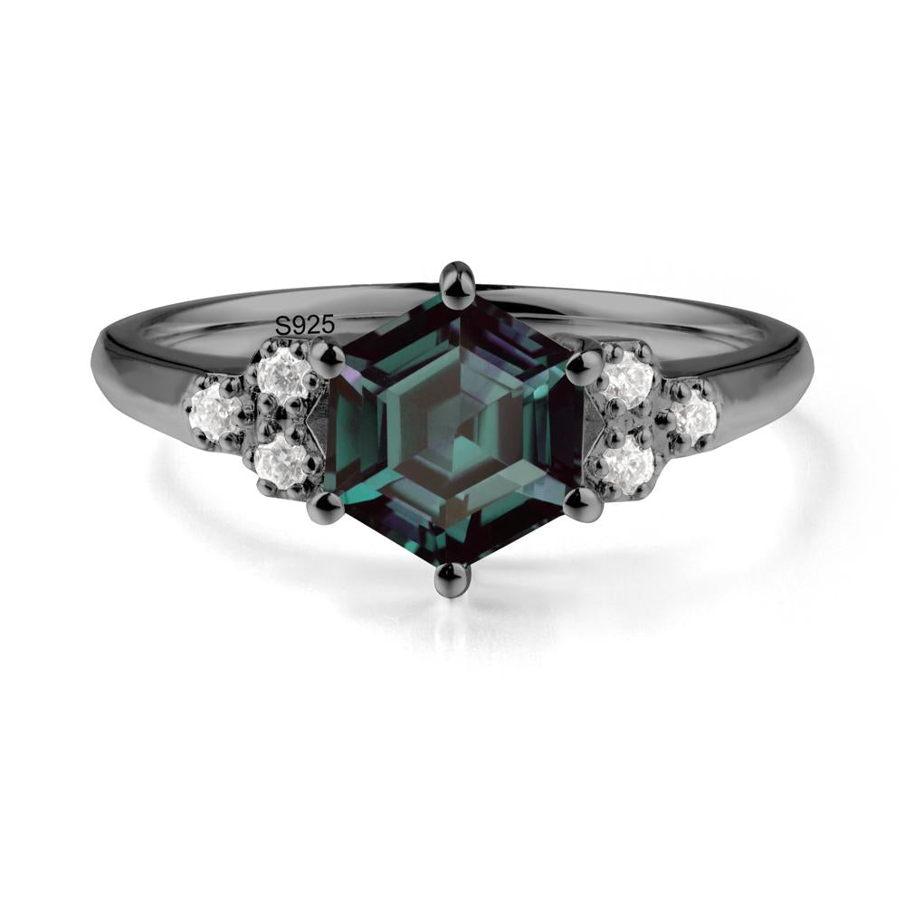 Hexagon Alexandrite Statement Ring - LUO Jewelry #metal_black finish sterling silver