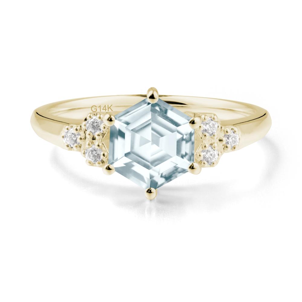 Minimalist Hexagon Aquamarine Ring - LUO Jewelry #metal_14k yellow gold