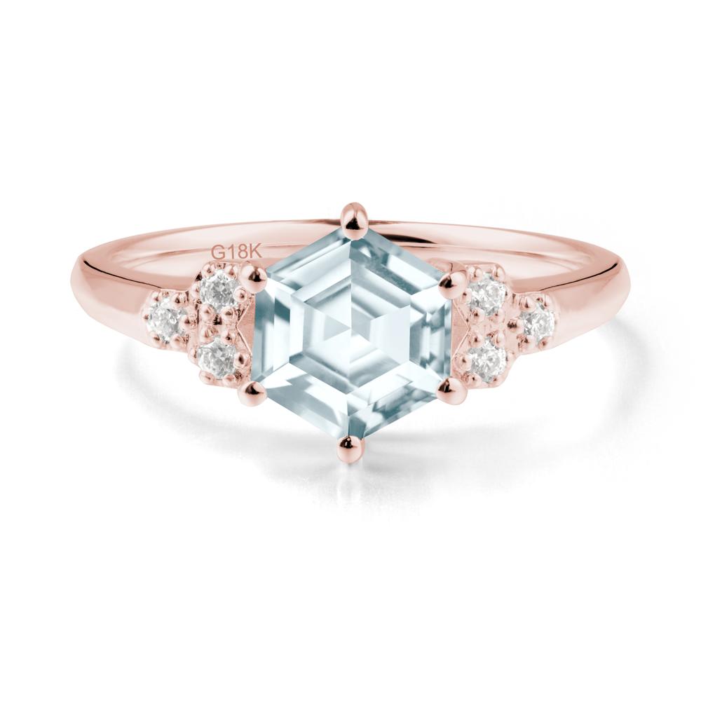 Minimalist Hexagon Aquamarine Ring - LUO Jewelry #metal_18k rose gold