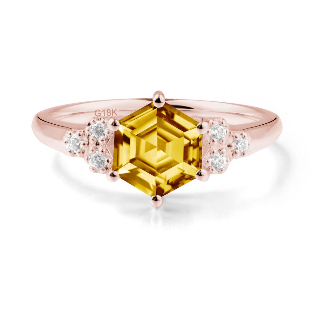 Hexagon Citrine Statement Ring - LUO Jewelry #metal_18k rose gold