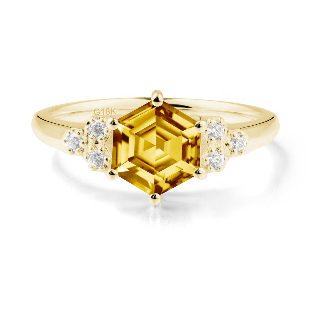 Hexagon Citrine Statement Ring - LUO Jewelry #metal_18k yellow gold