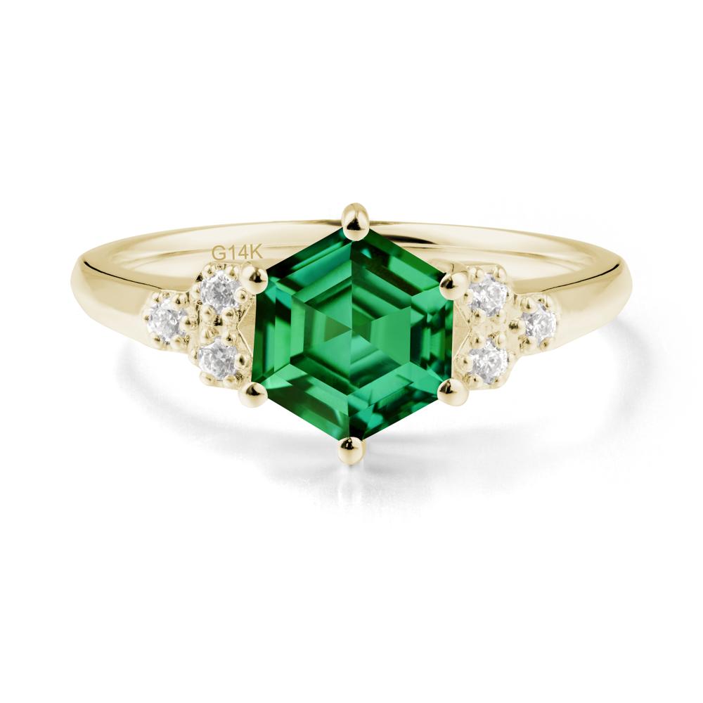 Hexagon Emerald Statement Ring - LUO Jewelry #metal_14k yellow gold