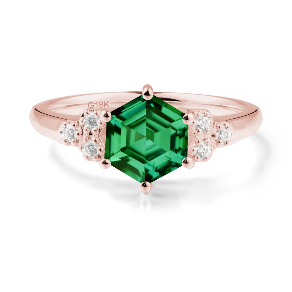 Hexagon Emerald Statement Ring - LUO Jewelry #metal_18k rose gold