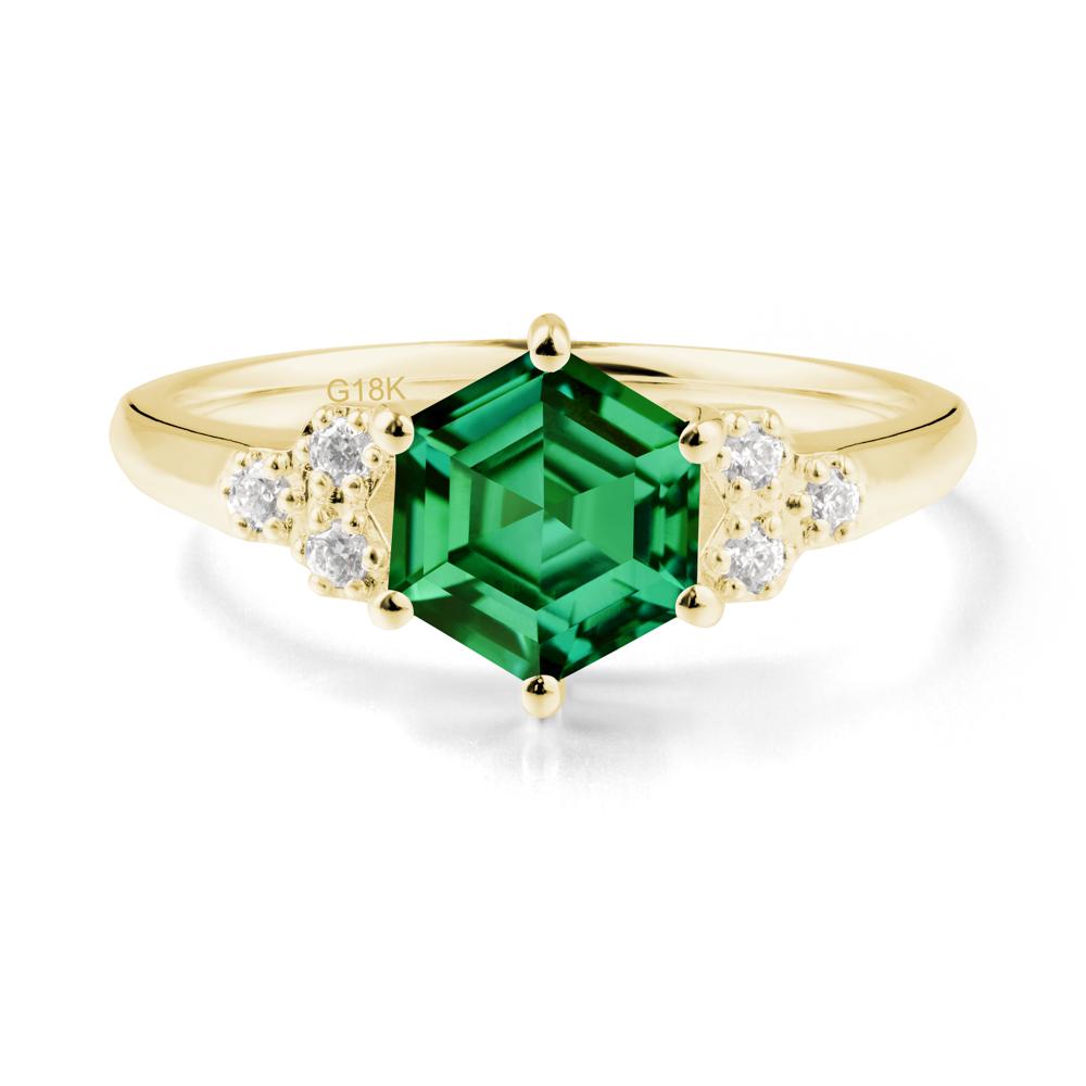 Hexagon Emerald Statement Ring - LUO Jewelry #metal_18k yellow gold
